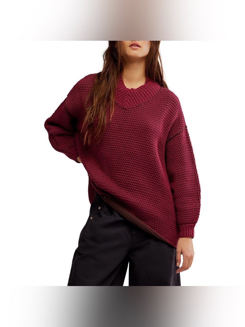 Free People Maisie Oversized Sweatshirt Cranberry Fudge
